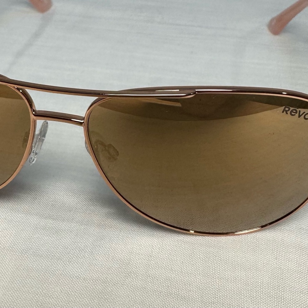 Rēvo Aviator Rose Gold Sunglasses with Bronze Lenses NWOT - Picture 4 of 10